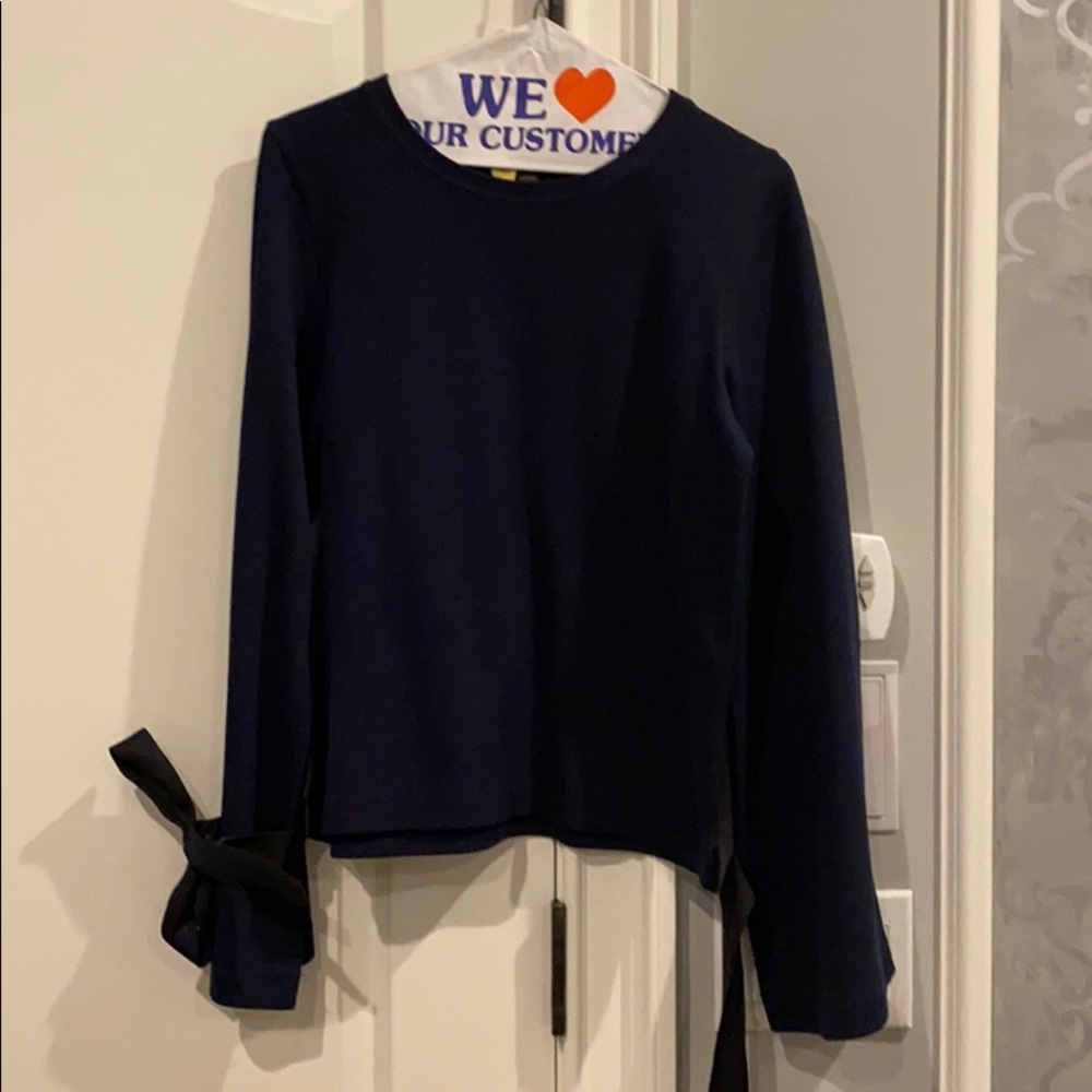 Authentic J.Crew wide sleeve with tie top Navy s